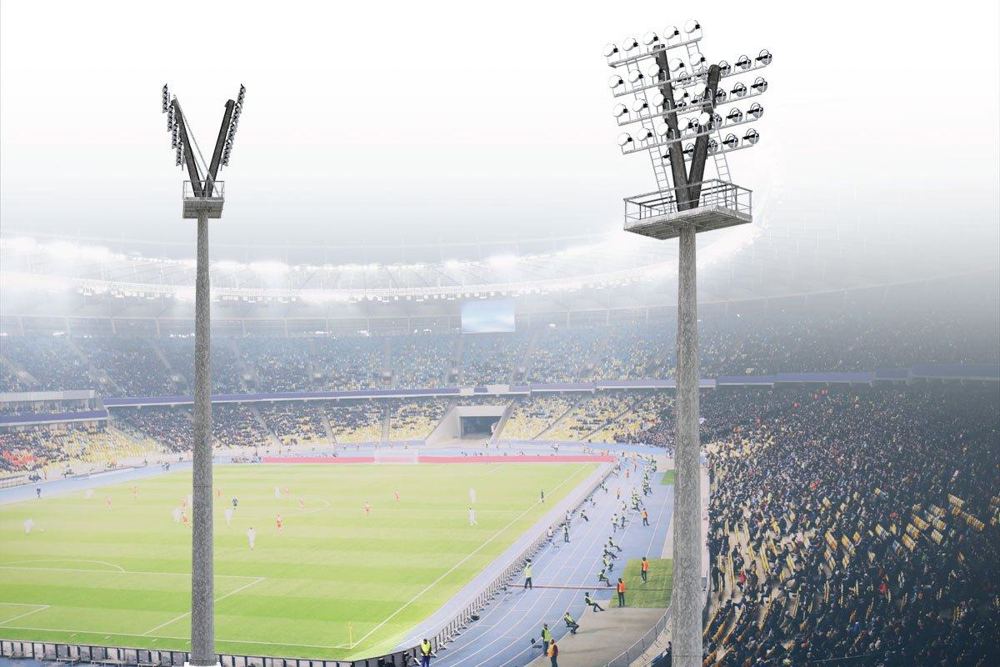 Mât de stade HDF 22 m à deux herses