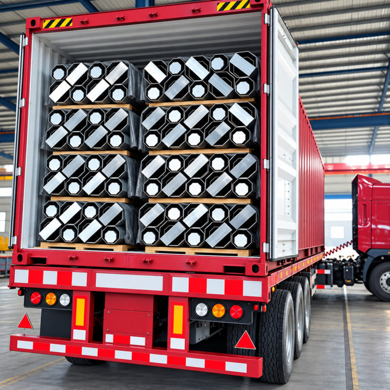Loading poles into a container