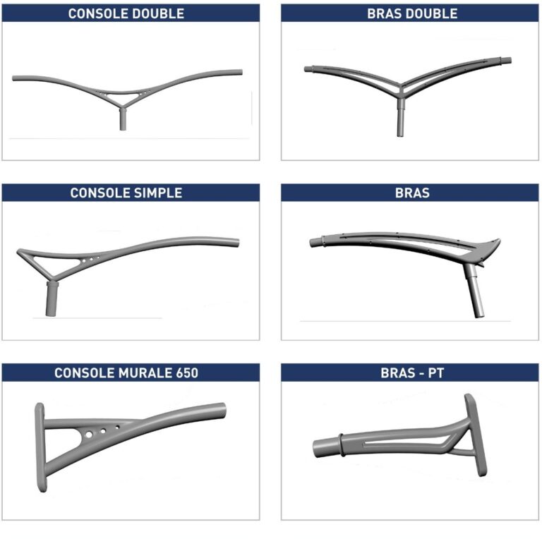 Consoles et crosses en aluminium